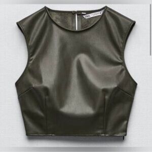 Zara Faux leather crop top size large brand new